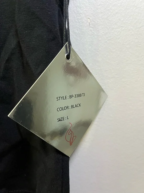 Baby Phat Black Tee with Silver Rhinestone Cat Logo - Picture 8 of 9